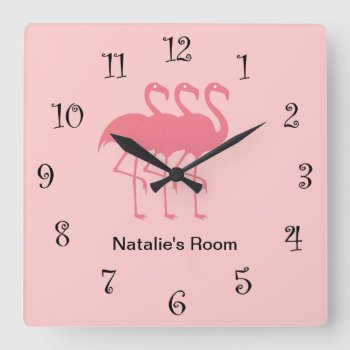 Pink Girly Flamingo Clocks by PinkGirlyThings at Zazzle