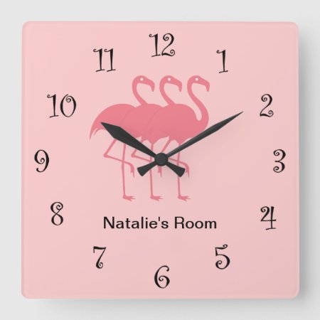 Pink Girly Flamingo Clocks