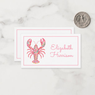 Pink Girly Floral Lobster Personalized Note Card