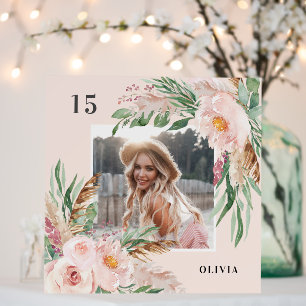 Pink girly floral photo pampas elegant modern foam board