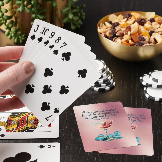Pink Girly Girl Cocktail Quote Poker Cards (In Situ)