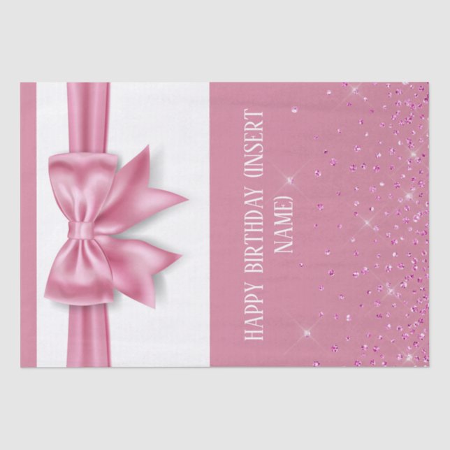 Pink girly girls birthday anniversary glitter glam tissue paper (Front)