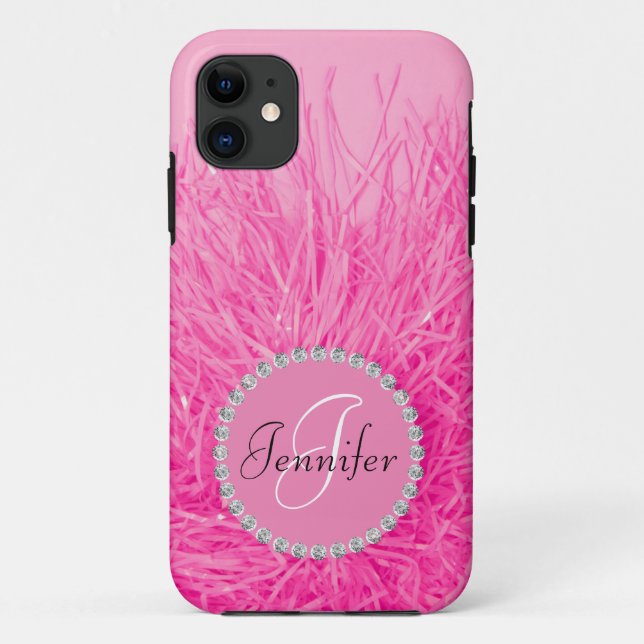 Pink Girly Glam Pretty Monogram Name Personalize Case-Mate iPhone Case (Back)