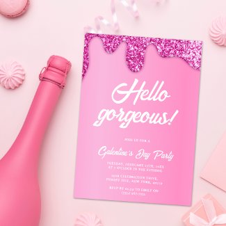 Pink Girly Glitter Gorgeous Galentine's Day Party