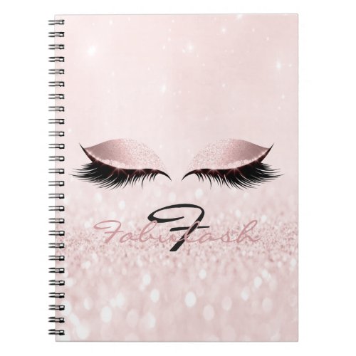 Pink Girly Glitter Makeup Artist Monogram Name Notebook