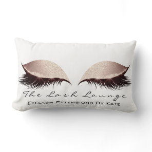 Pink Girly Glitter Makeup Lash Eye Princess Blush Lumbar Pillow
