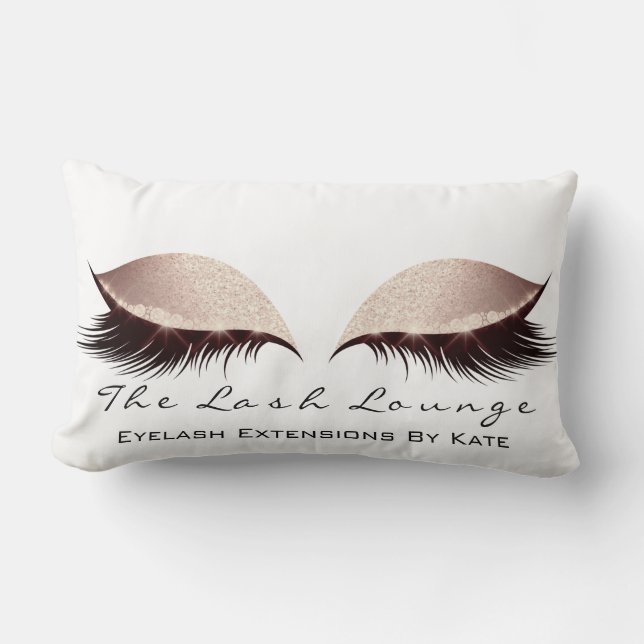 Pink Girly Glitter Makeup Lash Eye Princess Blush Lumbar Pillow (Front)