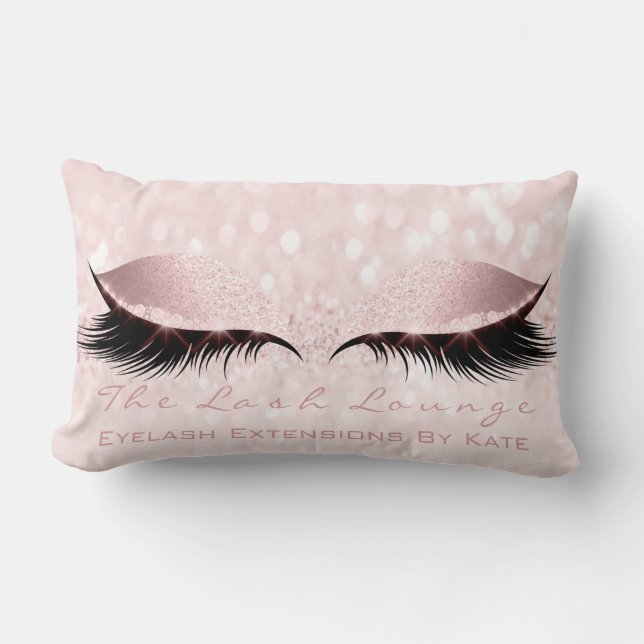 Pink Girly Glitter Makeup Lash Eye Princess Sweet Lumbar Pillow (Front)
