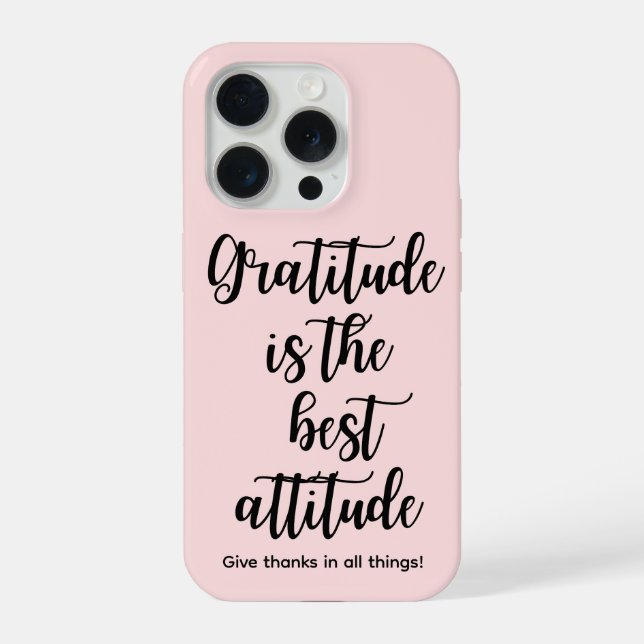 Pink Girly Gratitude iPhone 15 Phone Case (Back)