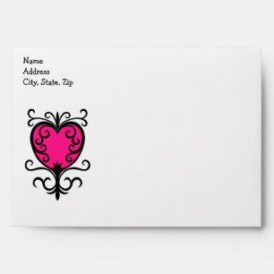 Pink girly heart envelope