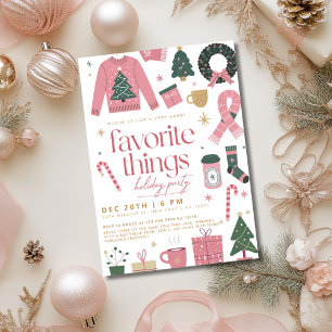 Pink Girly Holiday Favorite Things Party Invitation