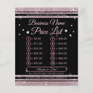 Pink Girly Jewelry Diamond Lux Price List Flyer