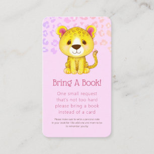 Pink Girly Leopard Baby Shower Book Request  Enclosure Card