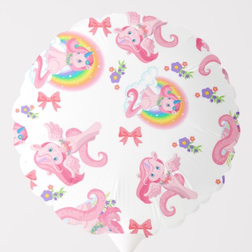 Pink Girly Magical Unicorn Rainbow Party Balloon