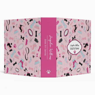 Pink Girly Mid-Century Pet Groomer 3 Ring Binder