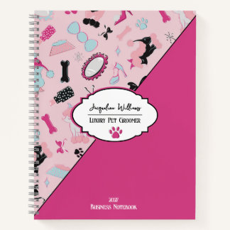 Pink Girly Mid-Century Pet Groomer Notebook