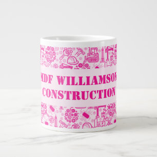pink girly modern Architectural Blueprint Engineer Giant Coffee Mug