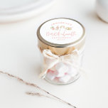 Pink girly modern champagne bachelorette stylish classic round sticker<br><div class="desc">Pink girly modern champagne and cocktails bachelorette party script party favor sticker</div>