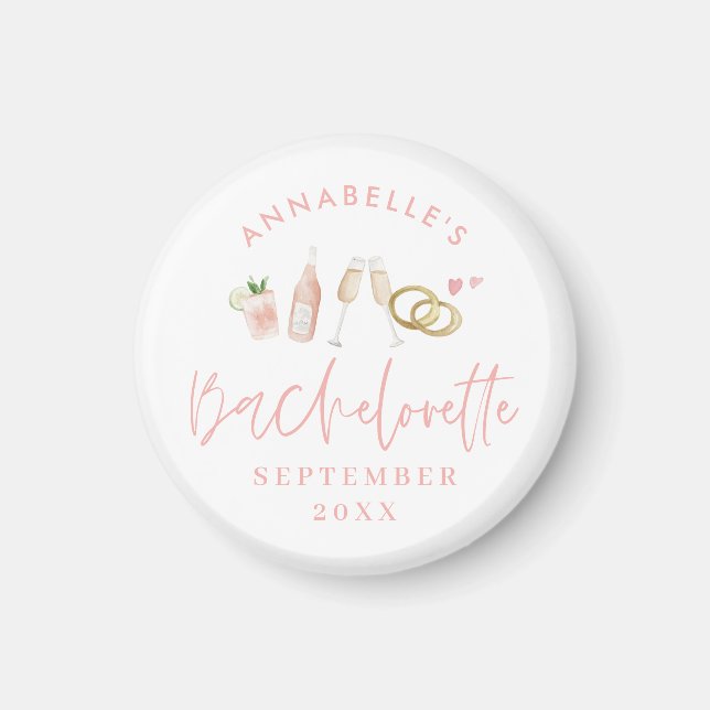 Pink girly modern champagne bachelorette stylish magnet (Front)