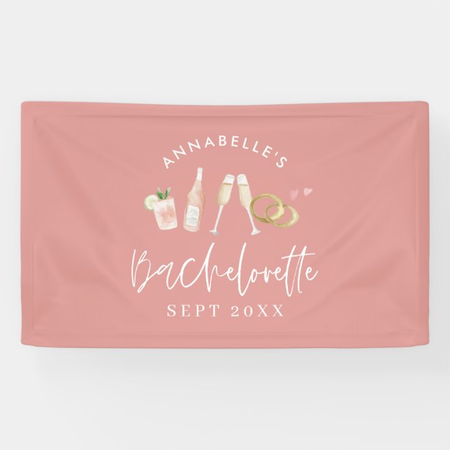 Pink girly modern champagne bachelorette weekend b banner (Horizontal)