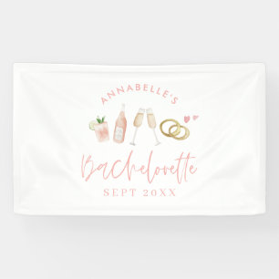 Pink girly modern champagne bachelorette weekend banner