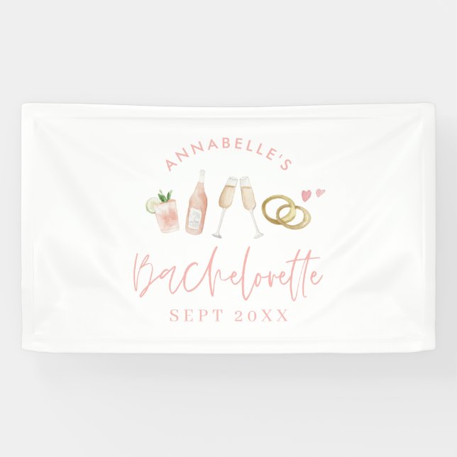 Pink girly modern champagne bachelorette weekend banner (Horizontal)