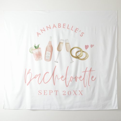 Pink girly modern champagne bachelorette weekend t tapestry