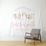 Pink Girly Modern Champagne Bachelorette Weekend Tapestry at Zazzle