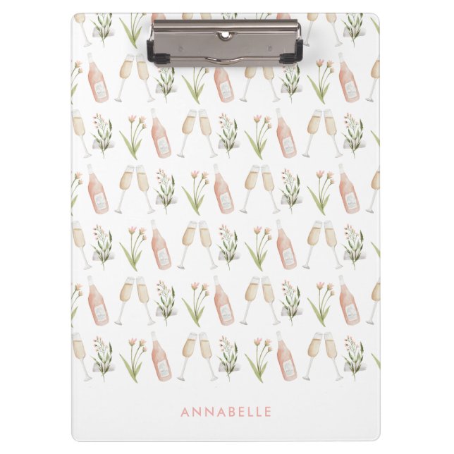 Pink girly modern drinks bachelorette party beach  clipboard (Front)