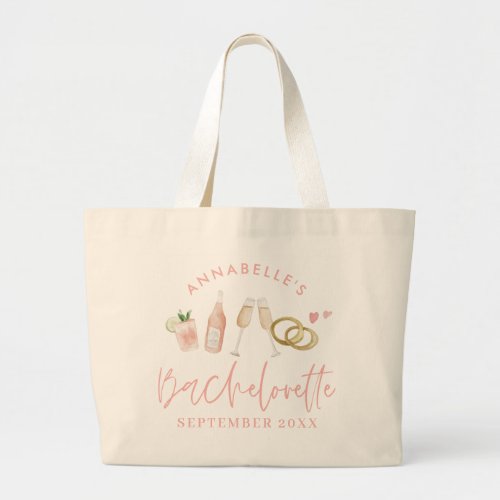 Pink girly modern drinks bachelorette weekend tote