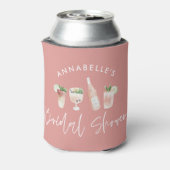 Pink girly modern drinks bridal shower can cooler (Can Back)
