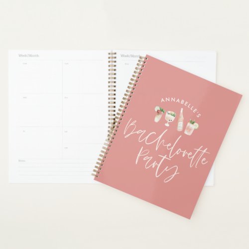 Pink girly modern drinks bridal shower planner