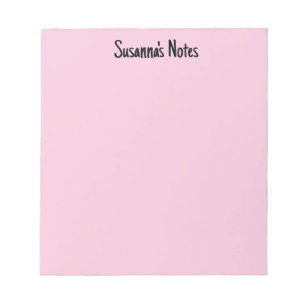Pink Girly Modern Script Custom Name Notepad