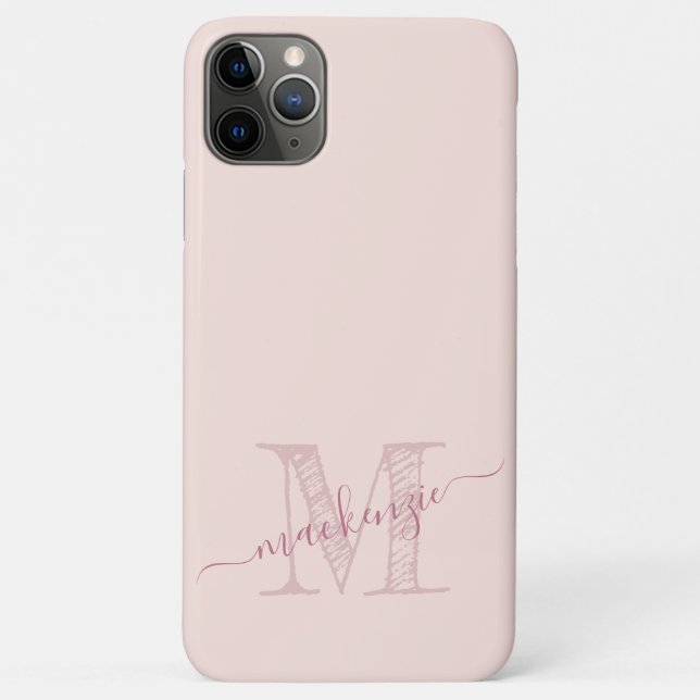 Pink Girly Monogram Artsy Sketch Initial Case-Mate iPhone Case (Back)