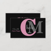 Pink Girly Monogram Business Cards (Front/Back)