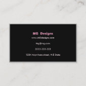 Pink Girly Monogram Business Cards (Back)