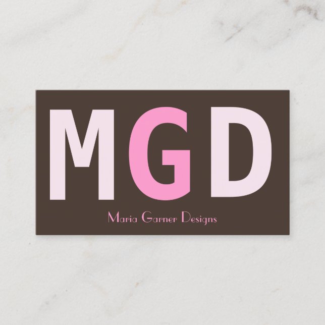 Pink Girly Monogram Business Cards (Front)