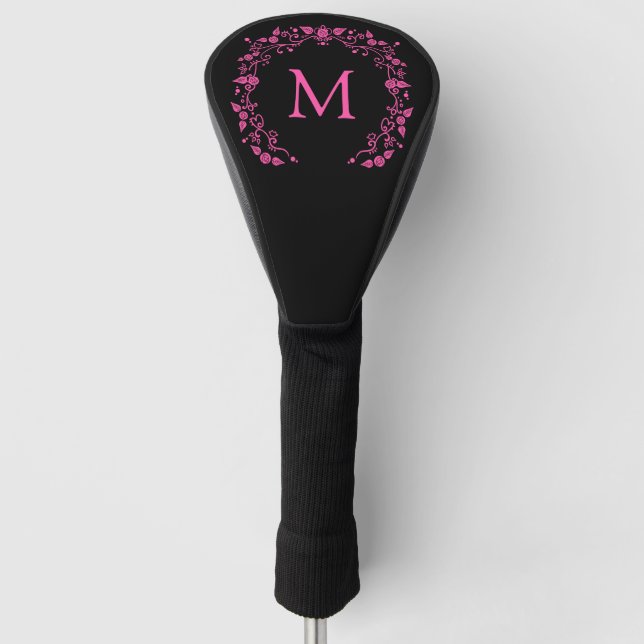 Pink girly monogram golf head cover (Front)