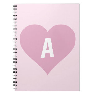 Pink Girly Monogram Heart Notebook Journal