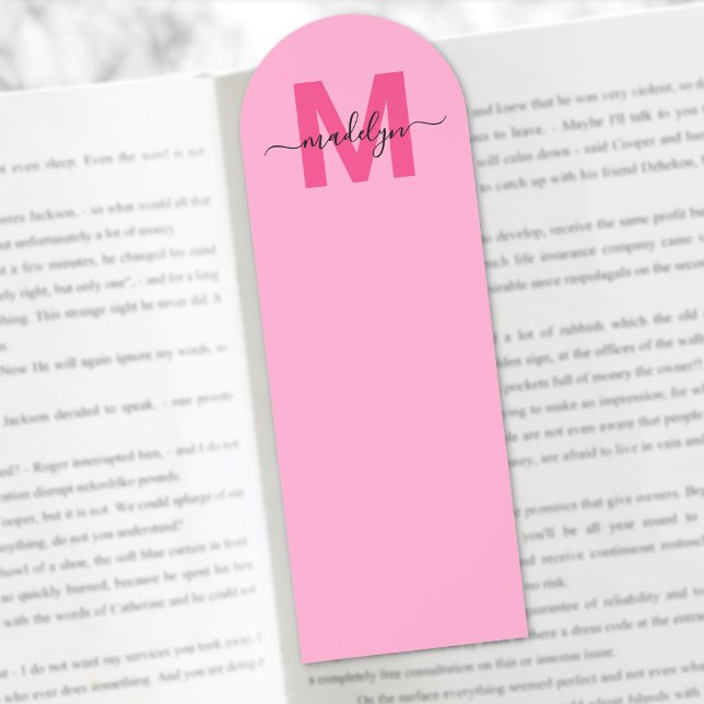 Pink Girly Monogram Name Bookmarks (Pink Girly Monogram Name Bookmarks)