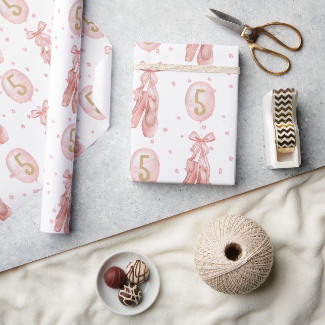 Pink Girly Pastel Ballerina shoes Wrapping Paper (Crafts)