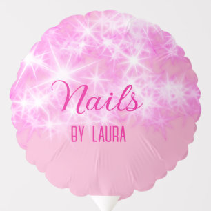 Pink girly pastel glitter nails add name website q balloon