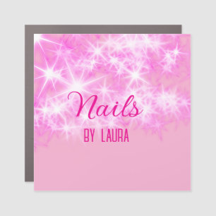 Pink girly pastel glitter nails add name website q car magnet