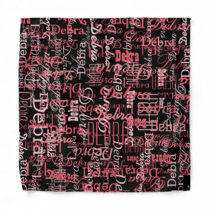Pink Girly Pattern Black Bandana