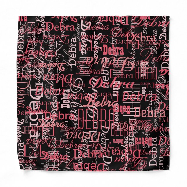 Pink Girly Pattern Black Bandana (Front)