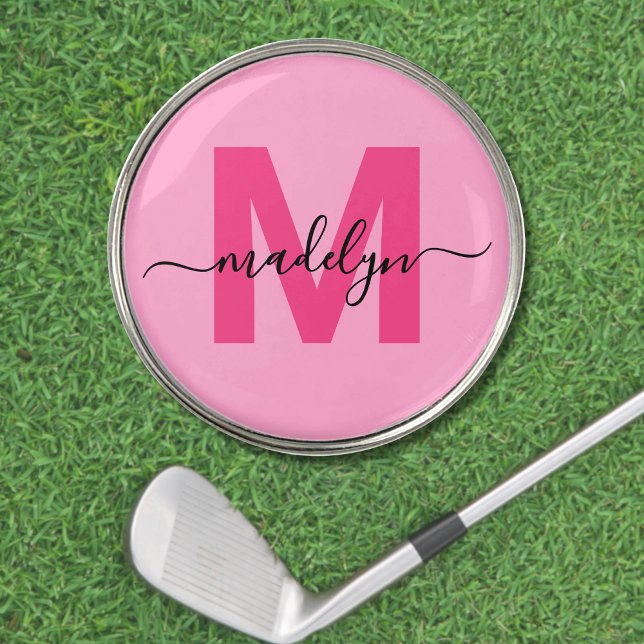 Pink Girly Personalized Initial Name Monogram Golf Ball Marker (Pink Girly Personalized Initial Name Monogram golf ball marker)