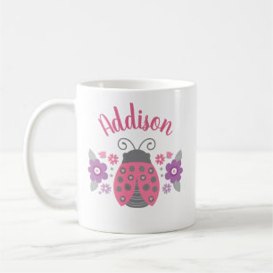 Pink Girly Personalized Ladybug Mug