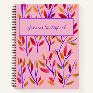 Pink Girly Personalized Sketchbook  Notebook