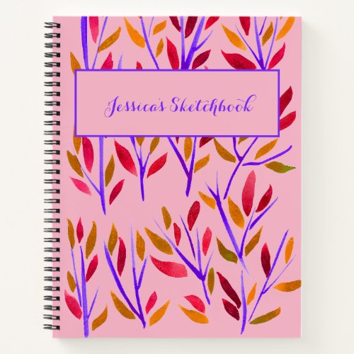 Pink Girly Personalized Sketchbook  Notebook