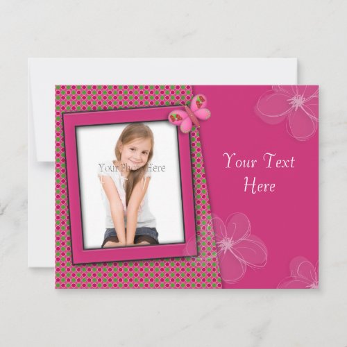 Pink Girly Photo Card Personalized Invites